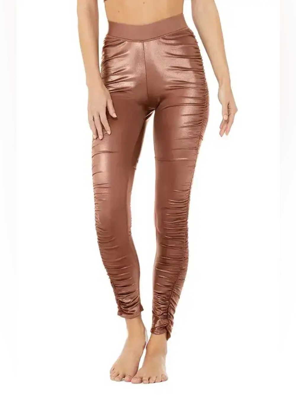 ALO YOGA High-Waist Cinched Legging Brown Shiny Size M